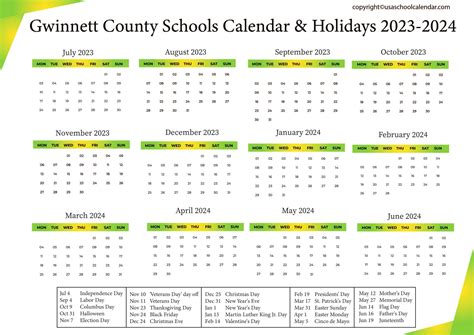 Gwinnett County 2023 Calendar